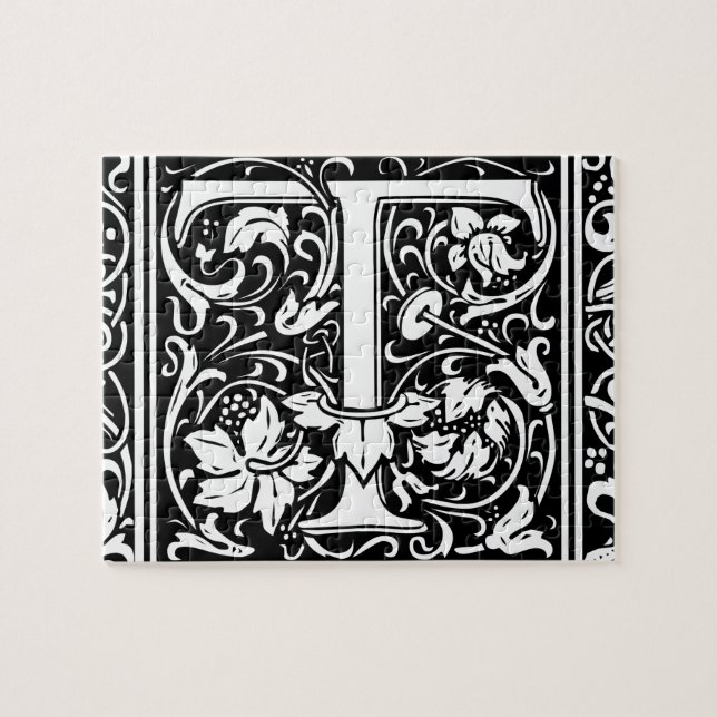 Letter T Mittelalterliches Monogramm Art Nouveau Puzzle (Horizontal)