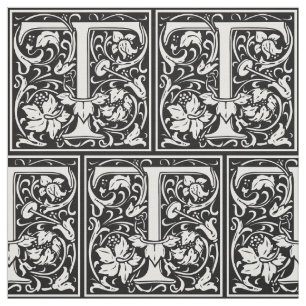 Letter T Mittelalterliches Monogramm Art Nouveau Stoff