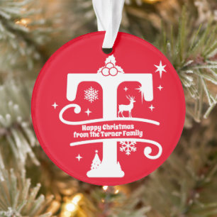 Letter T Monogram Anfangsname Familienname Gruß Ornament