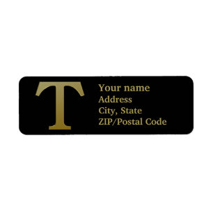 Letter T Monogram Gold Rücksendeadresse