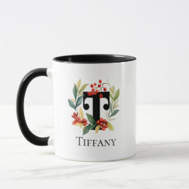 Letter T Monogram Ursprünglicher Berry Wreath Tasse