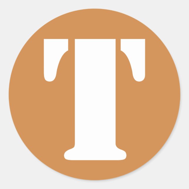 Letter T Peru Gold Stencil Alphabet von Janz Runder Aufkleber (Vorderseite)