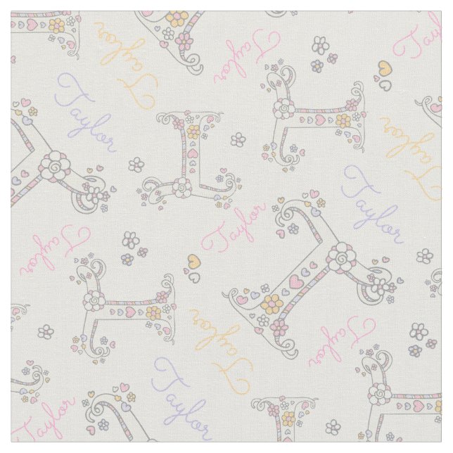 Letter T Taylor individuelle Name Pastellstoff Stoff (Nahaufnahme)