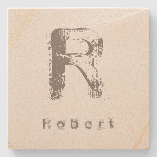 Letter Template Elegandesign Monogram Sandstone Steinuntersetzer (Vorderseite)