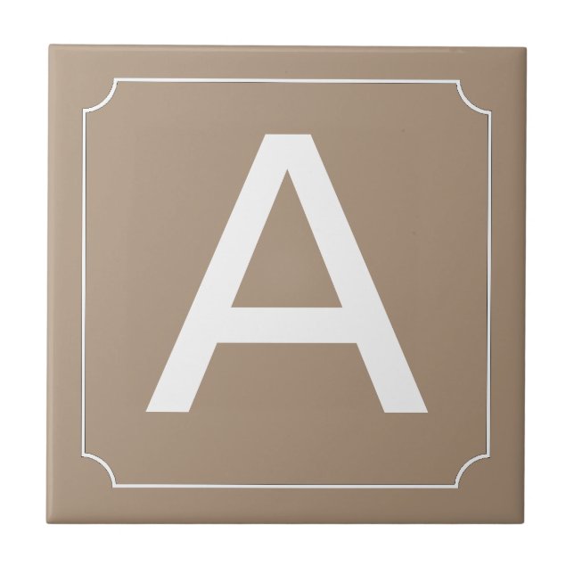 Letter Tile - Beige mit Rahmen Fliese (Vorderseite)