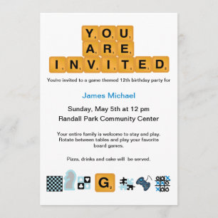 Letter Tiles Blue zum Geburtstag Einladung