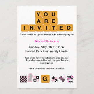 Letter Tiles Pink zum Geburtstag Einladung