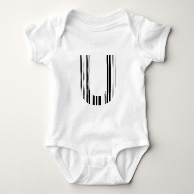 LETTER U BAR CODE Erstes erstes Barcode-Muster Baby Strampler (Vorderseite)