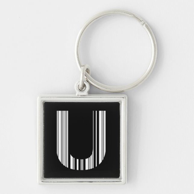 LETTER U BAR CODE Erstes erstes Barcode-Muster Schlüsselanhänger (Vorne)
