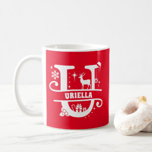 Letter U Christmas Monogram Initial Name Red Kaffeetasse