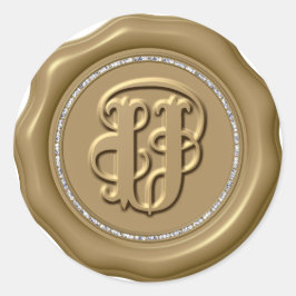 *~* Letter U Diamond Circle GOLD Wax Siegel Sticke Runder Aufkleber