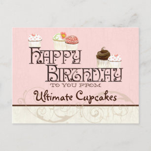 Letter U Happy Birthday Cupcake Business Postkarte