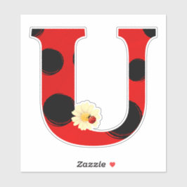 Letter U Ladybug Print with Ladybug and Blume Aufkleber