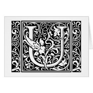 Letter U Medieval Monogram Art Nouveau