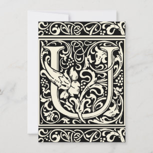 Letter U Medieval Monogram Art Nouveau Einladung