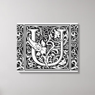 Letter U Medieval Monogram Art Nouveau Leinwanddruck