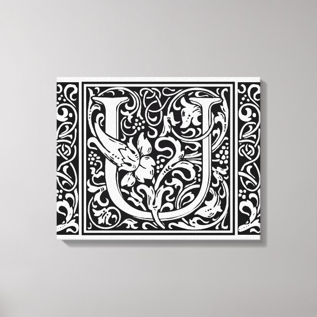 Letter U Medieval Monogram Art Nouveau Leinwanddruck (Vorderseite)