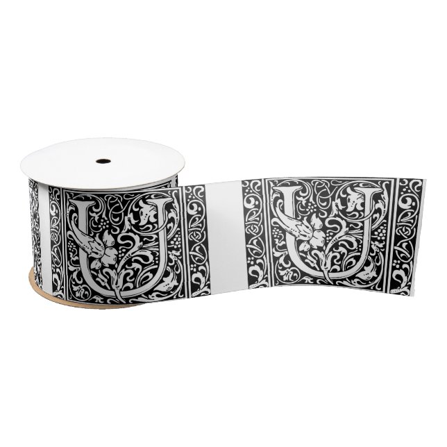 Letter U Medieval Monogram Art Nouveau Satinband (Spule)