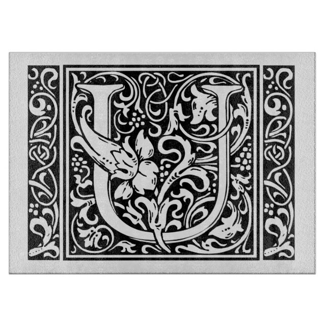 Letter U Medieval Monogram Art Nouveau Schneidebrett (Vorderseite)