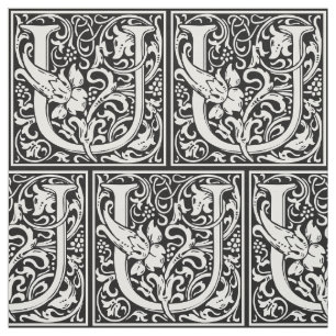 Letter U Medieval Monogram Art Nouveau Stoff
