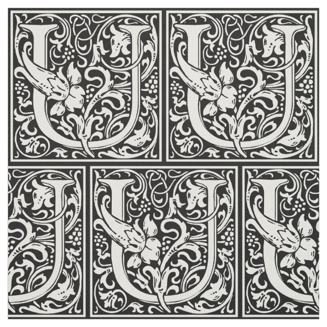 Letter U Medieval Monogram Art Nouveau Stoff (Muster)
