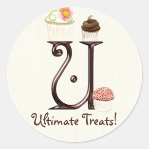 Letter U Monogram Cupcake Logo Business-Aufkleber Runder Aufkleber