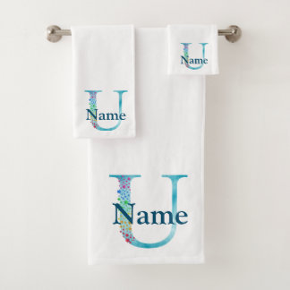 Letter U Monogram Initial Bath Gift Set