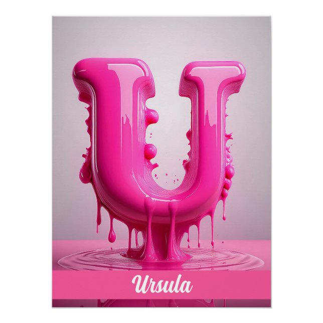 Letter U, Monogram U - Customizable Name Poster  (Vorderseite)