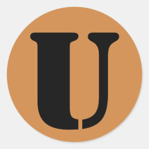 Letter U Stencil Alphabet von Janz Peru Gold Runder Aufkleber