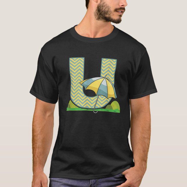 Letter U Umbrella Alphabet Nachname Vokal Initial T-Shirt (Vorderseite)