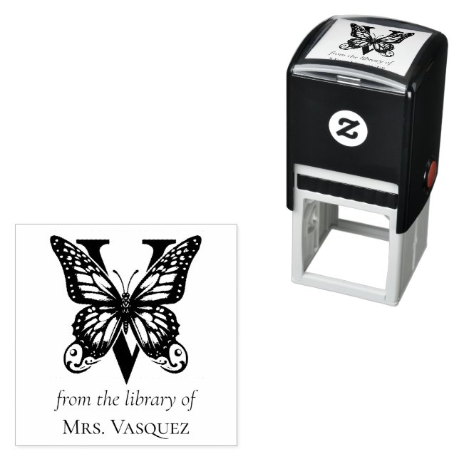 Letter V Butterfly-Monogramm aus der Bibliothek Permastempel (Beispiel)