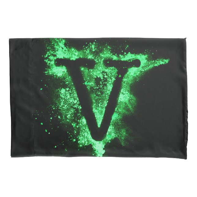 Letter V Green Hauptstadt Alphabet Kissenbezug (Vorderseite)