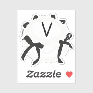 Letter V Initial Black And White Bow Vintage Cake Aufkleber