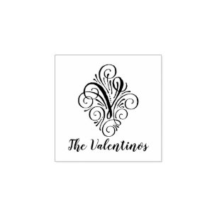 Letter V Initial Elegant Blüh Monogrammname Gummistempel