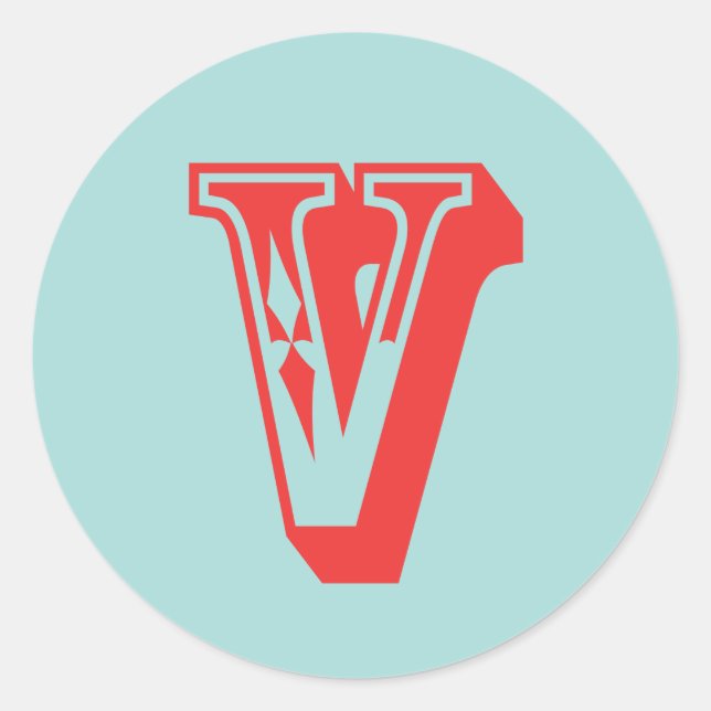 Letter V-Karneval-Monogramm-Anfangsvorzug Runder Aufkleber (Vorderseite)