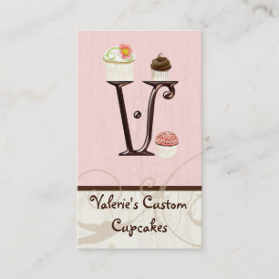 Letter V Monogram Dessert Bakery Business Cards Visitenkarte