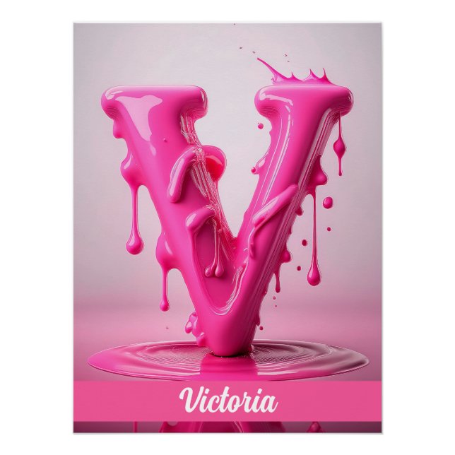 Letter V, Monogram V  - Customizable Name Poster  (Vorderseite)