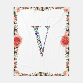 Letter V Monogramm Fleecedecke