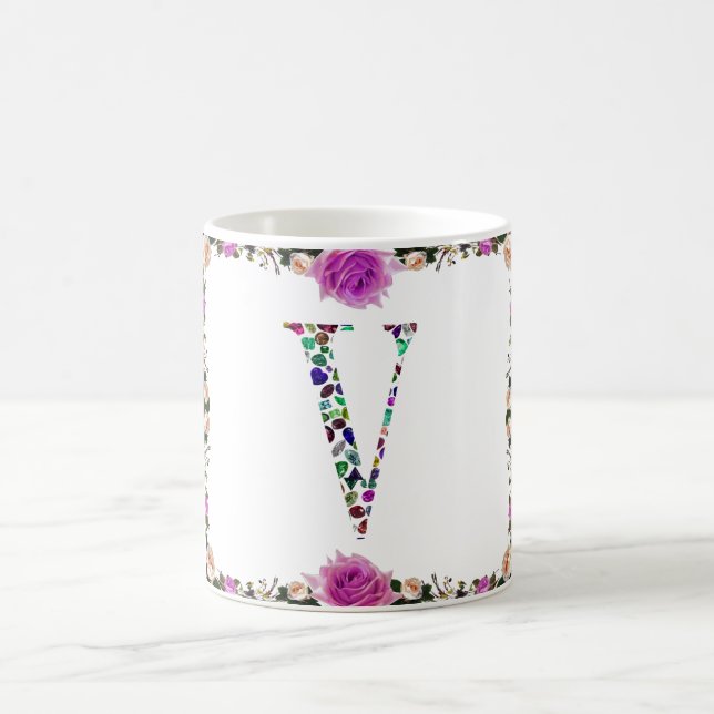 Letter V Monogramm Kaffeetasse (Mittel)