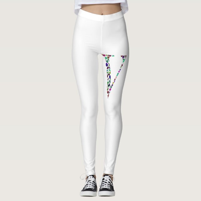 Letter V Monogramm Leggings (Vorderseite)