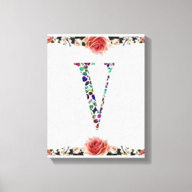 Letter V Monogramm Leinwanddruck (Vorderseite)