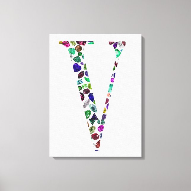 Letter V Monogramm Leinwanddruck (Vorderseite)