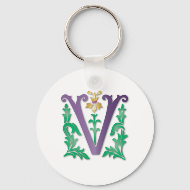Letter V Monogramm Schlüsselanhänger (Vorderseite)