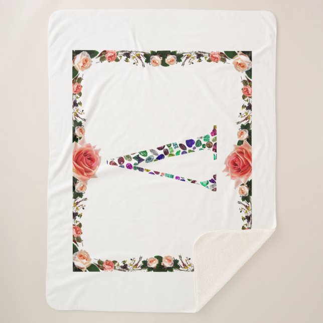 Letter V Monogramm Sherpadecke (Vorderseite)