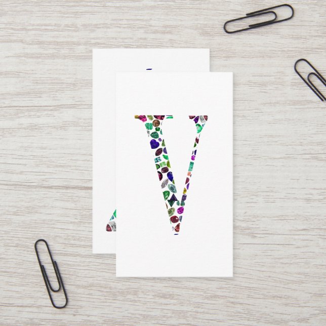 Letter V Monogramm Visitenkarte (Vorderseite/Rückseite Beispiel)