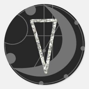 Letter V Rune Rune Monogram Geometric Moon Black Runder Aufkleber