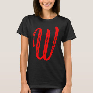 Letter W Alphabet Large Red Graphal Initial T-Shirt