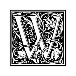 Letter W art nouveau black and white Tile Permastempel