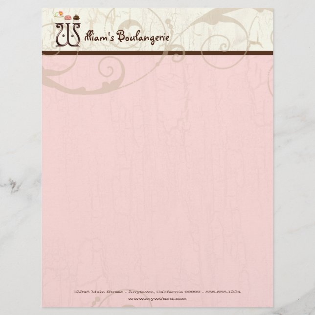 Letter W Cupcake Business Letterhead Briefbogen (Vorderseite)