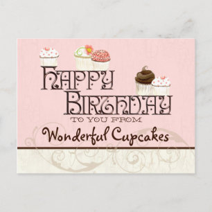 Letter W Happy Birthday Cupcake Business Postkarte